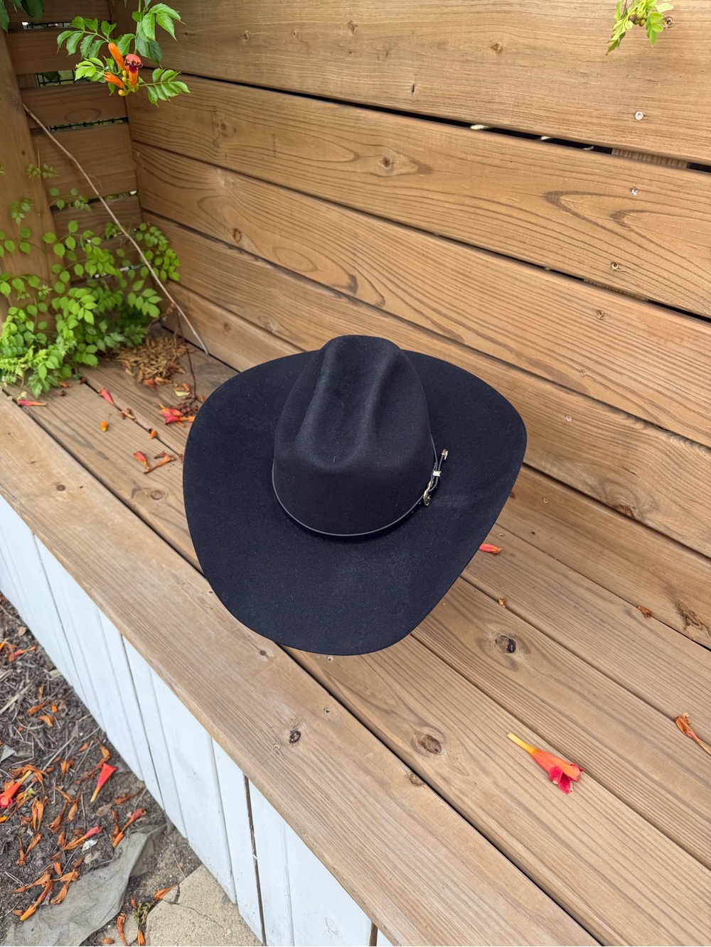 Handmade Black Rabbit Fur Felt Cowboy Hat Western Cattleman Size 7 1/4
